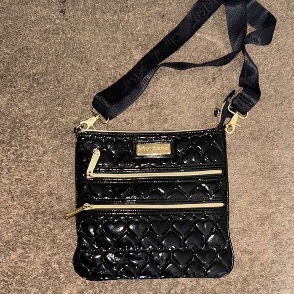 Betsey Johnson Handbags - Betsey Johnson Black Quilted Crossbody Bag with Gold Accents